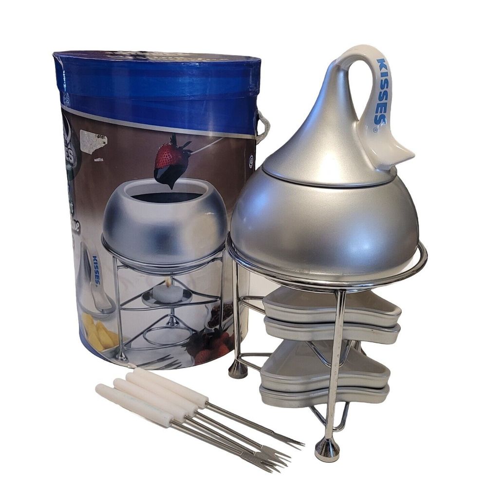 Hershey's Kisses Nesting Dessert Ceramic Fondue Set, EUC In BOX Chocolate Lover